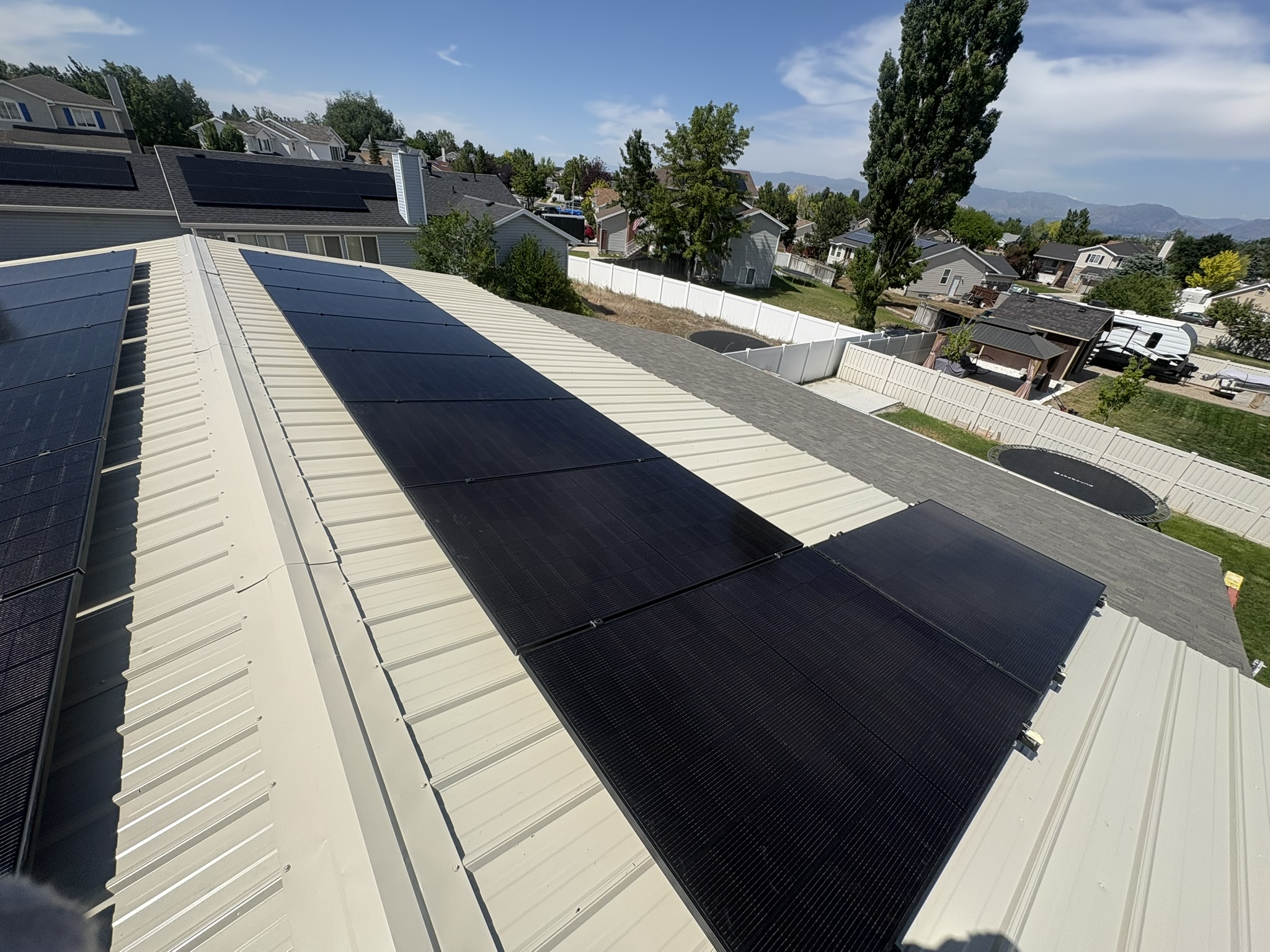 Top view of solar panels at matt's